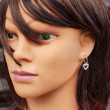 12mm Colorful CZ & Solid 925 Sterling Silver Heart Hoop Earrings