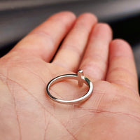 (Q) Solid 925 Sterling Silver & Created Opal Cross Band Ring
