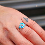 (R) Solid 925 Sterling Silver & Created Opal Koru Ring