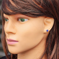 Natural Blue Kyanite & Solid 925 Sterling Silver Round Stud Earrings