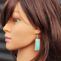 Solid Sterling Silver & Natural Amazonite Handmade Hanging Hook Earrings