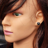 Natural Obsidian & Solid 925 Sterling Silver Heart Stud Earrings