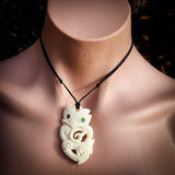 Taniwha Bone Carving Pendant Necklace - NZ Maori Inspired