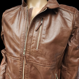 50% OFF SALE. The Grizzly - Mens REAL Genuine Leather Jacket - Classic Brown