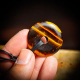 30mm Natural Tigers Eye Donut Pendant Necklace
