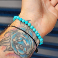 Adults 6mm Turquoise Stones Elastic Bracelet