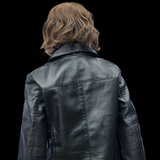 50% OFF SALE. Viper Black - Womens REAL Genuine Leather Jacket - Black Side Zip