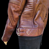 50% OFF SALE. Womens REAL Genuine Leather Jacket - Burgundy Ribbed Side Zip