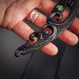 XL Manaia Black Bone Carving Pendant Necklace