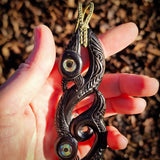 XL Double Manaia Black Bone Carving Pendant Necklace - NZ Maori Inspired