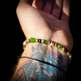 Nephrite Jade / Greenstone & Mixed Coconut Elastic Bracelet