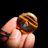 30mm Natural Tigers Eye Donut Pendant Necklace