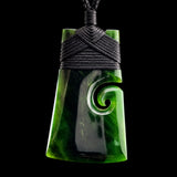 Natural NZ Jade Side Koru Toki Pendant Necklace (N2219)