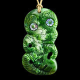 Natural Jade Hei Tiki Pendant Necklace (N2170)