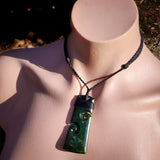 NZ Greenstone Pounamu Double Koru Toki Pendant Necklace (N971)