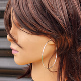 Large 60mm Solid 925 Sterling Silver Round Hoop Earrings