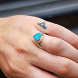 (R) Solid 925 Sterling Silver & Natural Australian Opal Irregular Handmade Ring