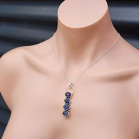 Handmade Solid Sterling Silver & 4x Setting Natural Amethyst Pendant Necklace