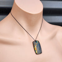 Natural Labradorite Rectangle Pendant Necklace (1BBB278)