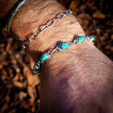 Solid 925 Sterling Silver & Natural Turquoise Chain Bracelet