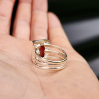 (R) Solid Sterling Silver & Natural Love Stone Handmade Cage Ring