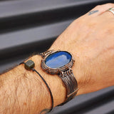 Handmade Copper & Natural Labradorite Wrap Cuff Bracelet