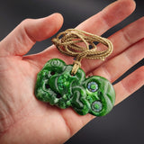 Natural Jade Hei Tiki Pendant Necklace (N2154)