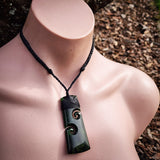 Natural Jade Double Koru Toki Pendant Necklace (N1178)