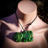 Natural Nephrite Jade Tiki Pendant Necklace (N964)