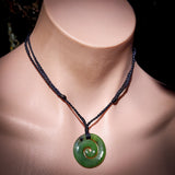 Nephrite Jade / Greenstone Carved Koru Pendant Necklace (N507)