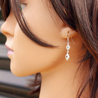 Clear CZ & Solid 925 Sterling Silver Hanging Diamond Earrings