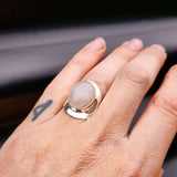 (R) Solid Sterling Silver & Natural Rose Quartz Handmade Cuff Ring