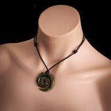 Natural Jade Notched Koru Pendant Necklace (N2123)