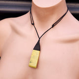 NZ Yellow Greenstone Pounamu Toki Pendant Necklace (N228)
