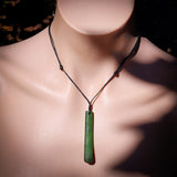 Nephrite Jade / Greenstone Cylinder Toki Pendant Necklace (P5B2)