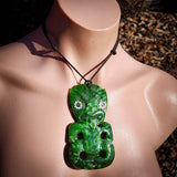 Natural Jade Hei Tiki Pendant Necklace (N1211)