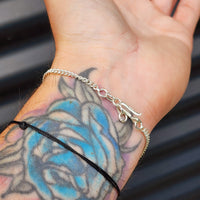 Solid Sterling Silver & Natural Watermelon Topaz Handmade Chain Bracelet