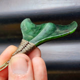 NZ Greenstone Pounamu Whale Tail Pendant Necklace (N416)