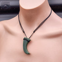 NZ Greenstone Pounamu Hook Pendant Necklace (N215)