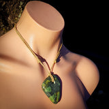 NZ Greenstone Pounamu Freeform Pendant Necklace (N1091)