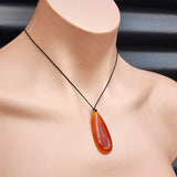 Natural Agate Carved Drop Pendant Necklace (1BBB220)