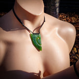 2pcs Matching NZ Greenstone Pounamu Koru Heart Pendant Necklace Pair (N831)