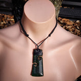 NZ Greenstone Pounamu Double Koru Toki Pendant Necklace (N951)