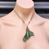 NZ Greenstone Pounamu Whale Tail Pendant Necklace (N459)