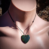 Natural Jade Heart Pendant Necklace (N1191)