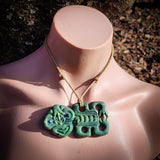 Natural Jade Hei Tiki Pendant Necklace (N1151)