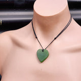 NZ Greenstone Pounamu Heart Pendant Necklace (N412)