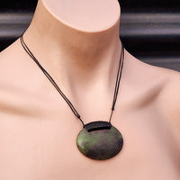 NZ Greenstone Pounamu Oval Plate Pendant Necklace