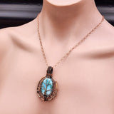 Handmade Copper & Natural Larimar Wire Wrap Tree Necklace