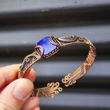 Handmade Copper & Natural Lapis Lazuli Wrap Cuff Bracelet